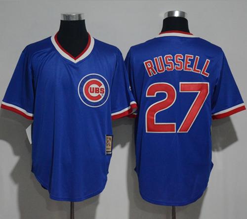 Cubs #27 Addison Russell Blue Cooperstown Stitched MLB Jersey - Click Image to Close